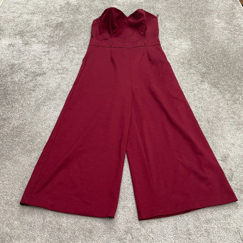 Have Strapless Wide Leg Jumpsuit Womens XL Red Stretch Sweetheart Formal Party